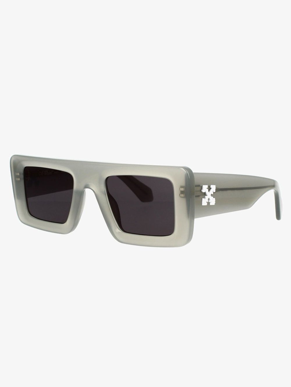 Off-White Translucent Grey Rectangular Sunglasses with Black Lenses